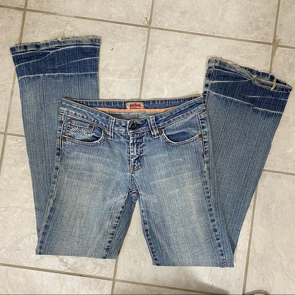 NOBO Jeans Women’s 30 Flare Distressed Jeans Waist Light blue Denim Low Rise - Picture 3 of 8